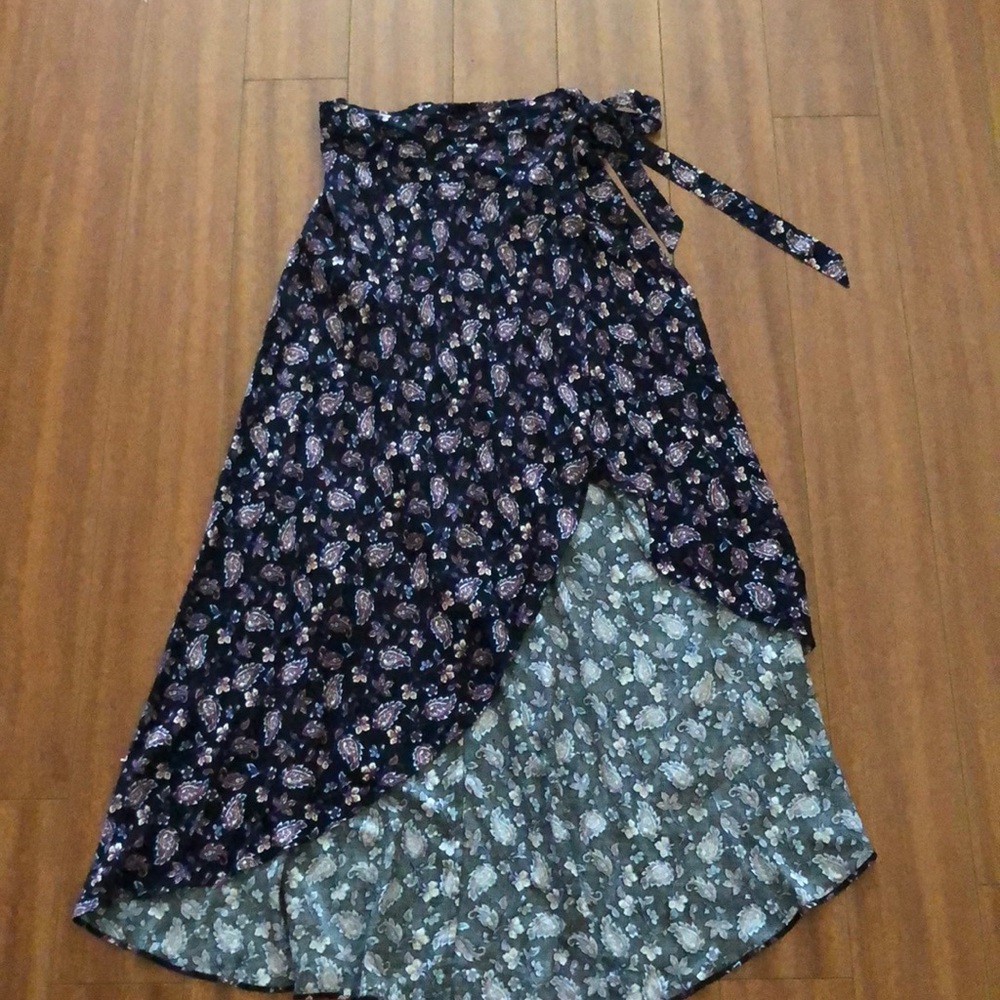 Printed Wrap Maxi Skirt